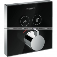 Термостат hansgrohe ShowerSelect Glass для двух потребителей стеклянный, черный/хром 15738600