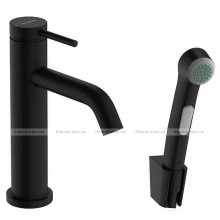 Змішувач для раковини Hansgrohe Tecturis S з гігієнічним душем чорний матовий (73211670)