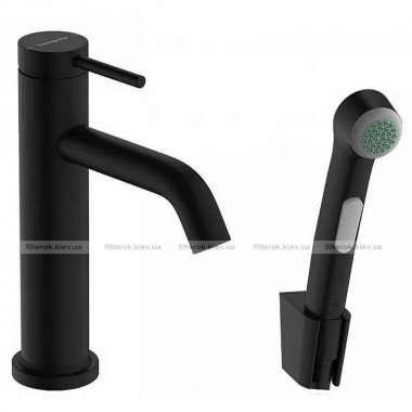Змішувач для раковини Hansgrohe Tecturis S з гігієнічним душем чорний матовий (73211670)