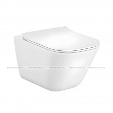 Унітаз підвісний Roca Gap Rimless Square Compacto без обідка з кришкою Slim