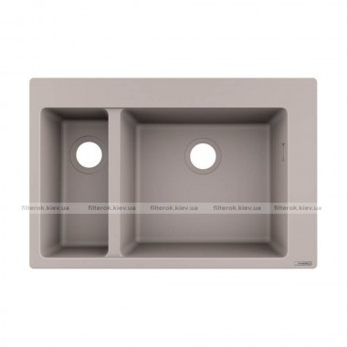 Мийка кухонна Hansgrohe S510-F635 770х510 на дві чаші 180/450, сірий бетон (43315380)