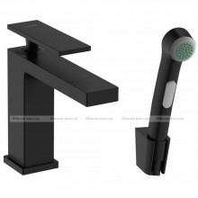 Змішувач для умивальника Hansgrohe Tecturis E 110 з гігієнічною лійкою Matt Black (73210670)